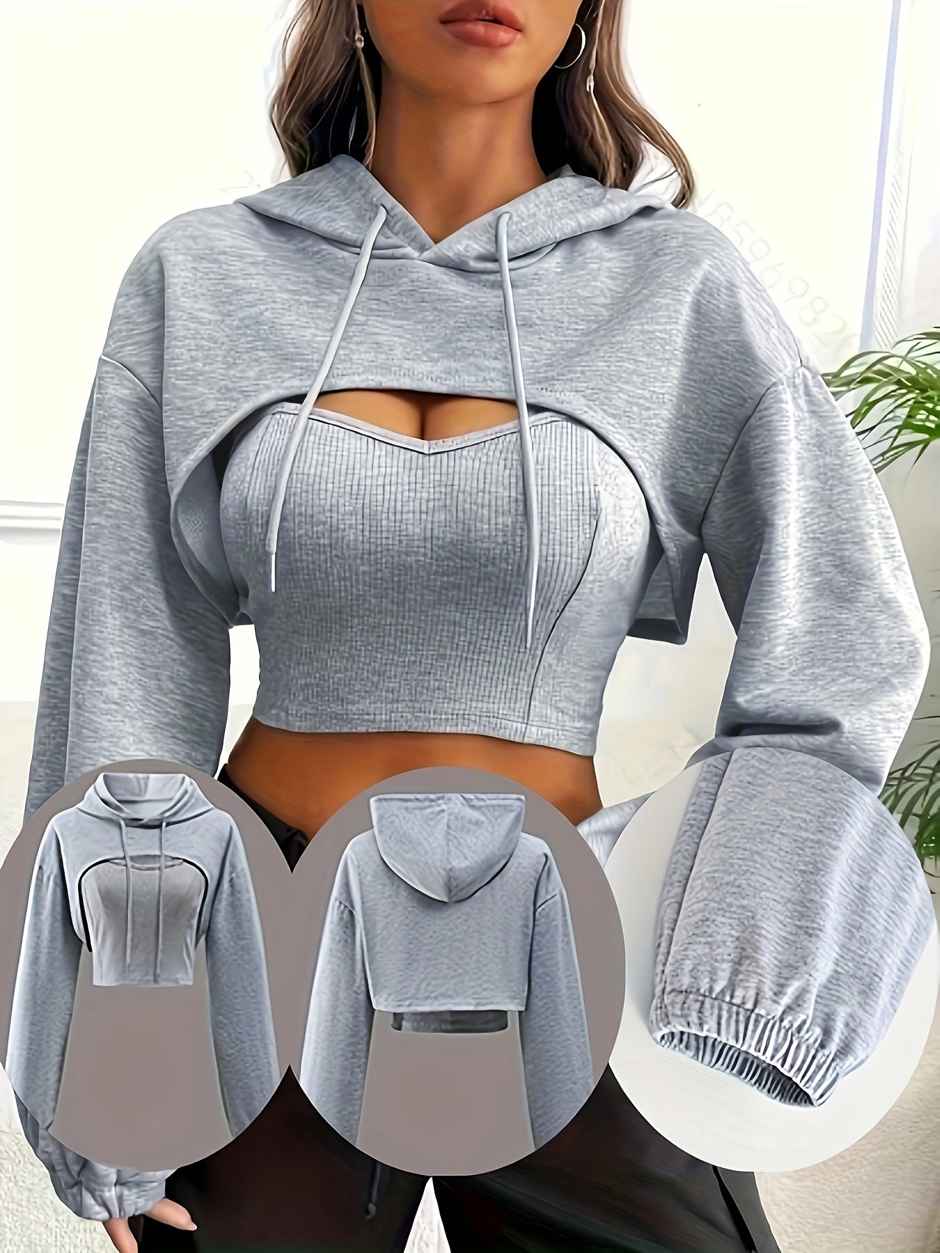 Y2K Solid Color American Style Hoodie + Vest Two-piece Set Sweet and Spicy Fashion Top for Women Spring, Summer and Autumn 2024 New Salt System Street Sports Casual